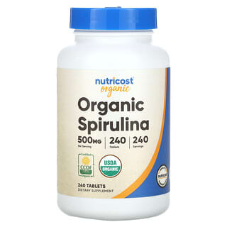 Nutricost, Spurulina Orgânica, 500 mg, 240 Comprimidos