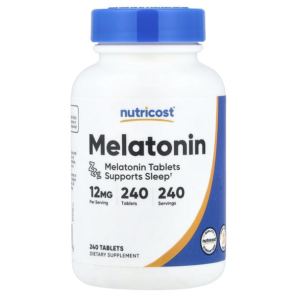 Nutricost, Melatonin, 12 mg, 240 tabletta