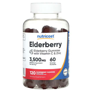 Nutricost, Elderberry Gummies with Vitamin C & Zinc, Elderberry, 120 Gummies