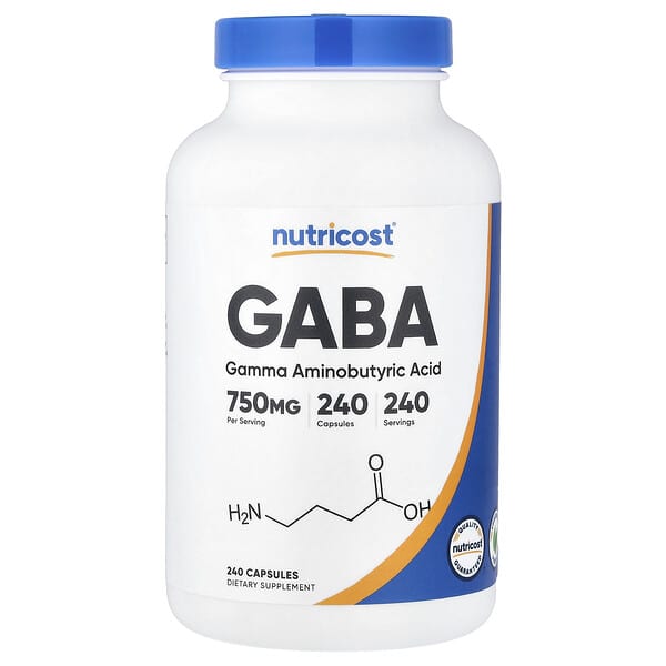 Nutricost, GABA, 750mg, 캡슐 240정