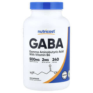 Nutricost, GABA 含维生素 B6，500 毫克，240 粒胶囊