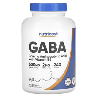 Nutricost, GABA With Vitamin B6, 500 mg, 240 Capsules