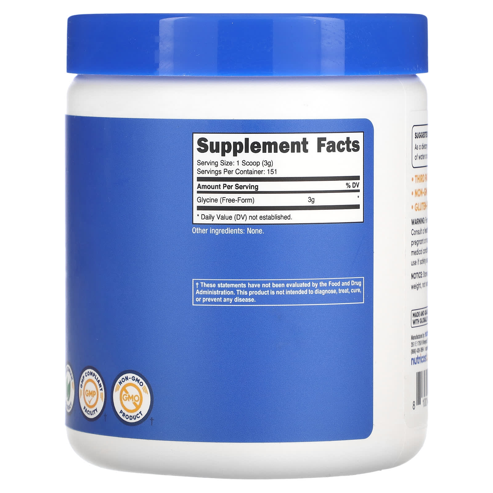 Nutricost Glycine Unflavored 16 Oz 454 G nutricost-glycine-unflavored-16-oz-454-g