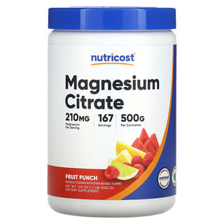 Nutricost, Citrato de magnesio, Ponche de frutas, 500 g (17,9 oz)