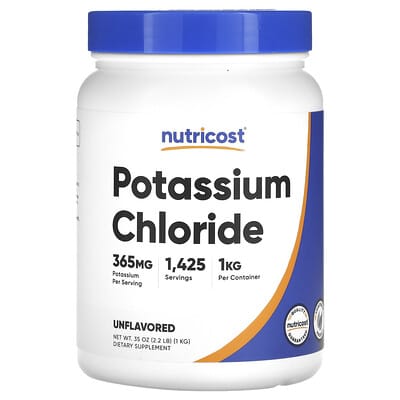 Nutricost, Potassium Chloride, Unflavoured, 2.2 lbs (1 kg)