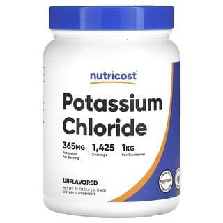 Nutricost, Chlorure de potassium, non aromatisé, 365 mg, 1 kg