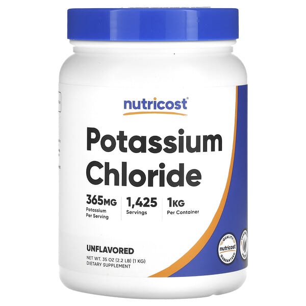 Nutricost, Potassium Chloride, Unflavored, 365 mg, 2.2 lbs (1 kg)