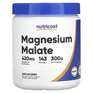 Nutricost, Malato de magnesio, sin sabor, 300 g (10,6 oz)