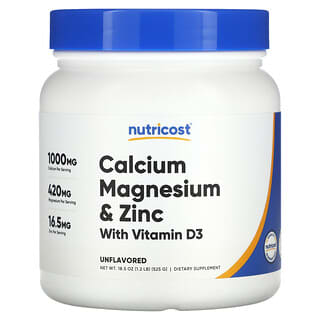Nutricost, Calcium Magnesium & Zinc with Vitamin D3, Unflavored, 18.5 oz (525 g)
