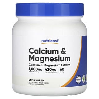 Nutricost, Calcium & Magnesium, Unflavored , 18 oz (521 g)