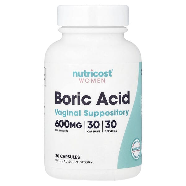 Nutricost, 여성용, 붕산, 질정, 600mg, 캡슐 30정