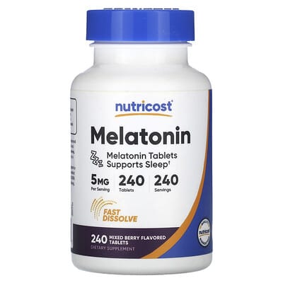 Nutricost, Melatonin, Assorted Berry Flavor, 5 mg, 240 Tablets