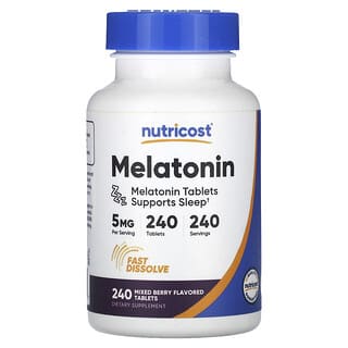 Nutricost, мелатонин, ягодное ассорти, 5 мг, 240 таблеток