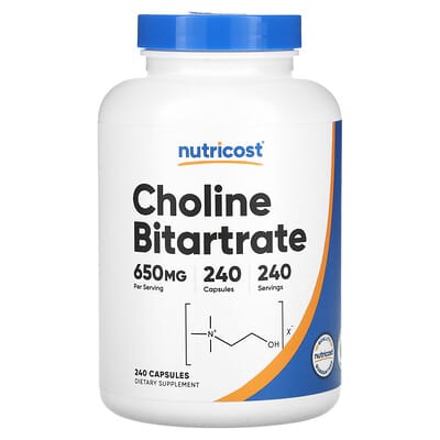 Nutricost, Choline Bitartrate, 650 mg, 240 Capsules