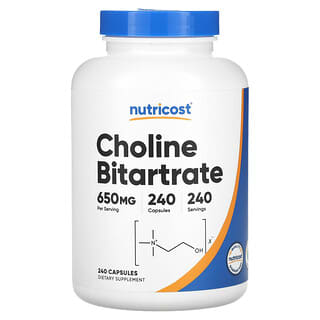 Nutricost, Bitartrate de choline, 650 mg, 240 capsules