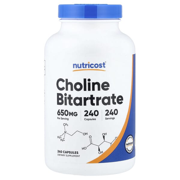 Nutricost, Choline Bitartrate, 240 Capsules