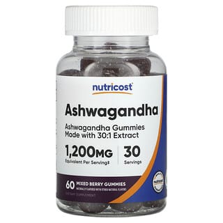 Nutricost, Gommes à l'ashwagandha, Mélange de baies, 1200 mg, 60 gommes (600 mg par gomme)