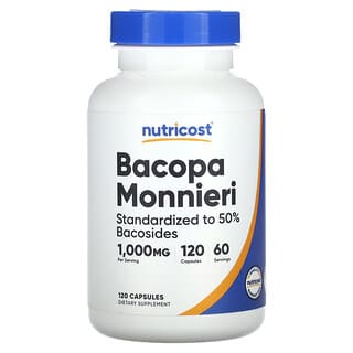 Nutricost, Bacopa monnieri, 1000 mg, 120 cápsulas (500 mg por cápsula)