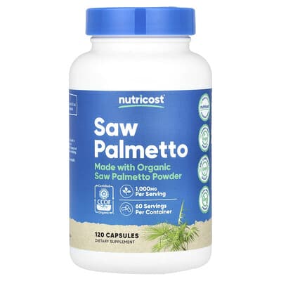 Nutricost, Saw Palmetto, 1000 mg, 120 Capsules (500 mg per capsule)