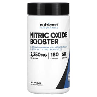Nutricost, Potenciador del rendimiento, Óxido nítrico, 2250 mg, 180 cápsulas (750 mg por cápsula)