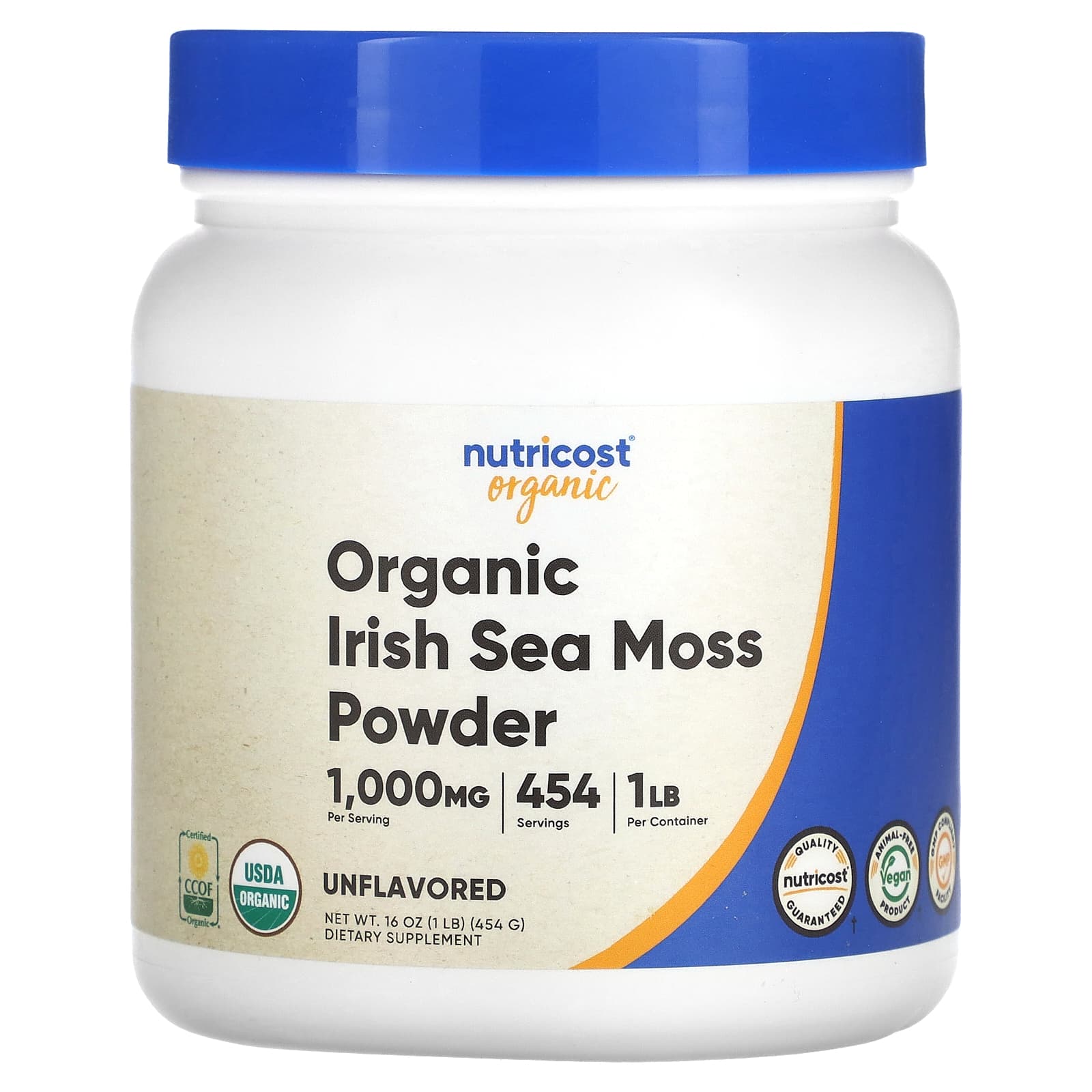 Nutricost, Organic Irish Sea Moss Powder, Unflavored, 16 oz (454 g)