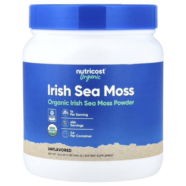 Organic Irish Sea Moss Powder, Unflavored, 16.2 oz (454 g)