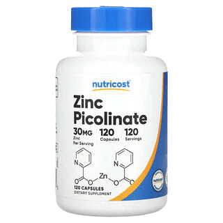 Nutricost, Picolinate de zinc, 30 mg, 120 capsules
