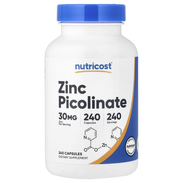 Nutricost, Zinc Picolinate, 30 mg, 240 Capsules — product photo 1