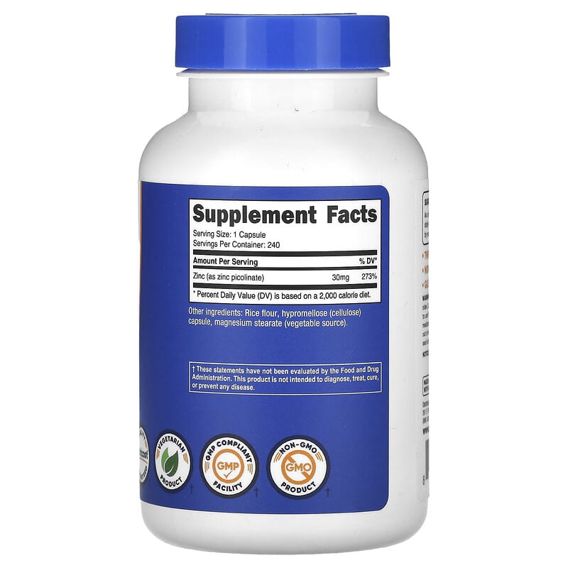 ピコリン酸亜鉛、30mg、240粒