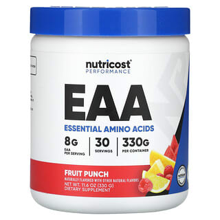 Nutricost, 운동 능력, EAA, 필수 아미노산, 과일 펀치 맛, 330g(11.6oz)