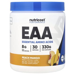 Nutricost, 운동 능력, EAA 분말, 복숭아 망고, 330g(11.8oz)