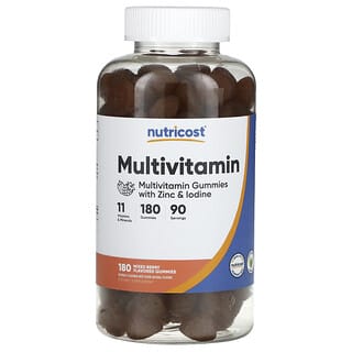 Nutricost, 亜鉛＆ヨウ素配合マルチビタミングミ、ミックスベリー、180粒