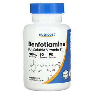 Nutricost, Benofotiamina, Vitamina B1 liposoluble, 300 mg, 90 cápsulas