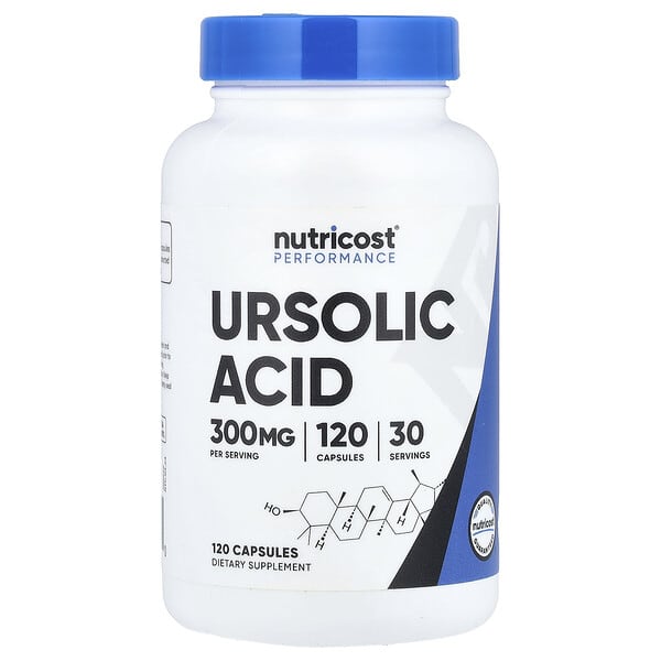 Nutricost, 운동 능력, 우르솔산, 캡슐 120정(캡슐 1정당 75mg)