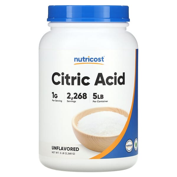 Nutricost, 구연산, 무맛, 2,268g(5lb)
