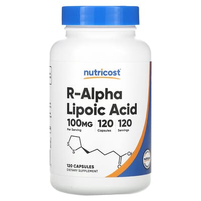 Nutricost, R-Alpha-Lipoic Acid, 100 mg, 120 Capsules