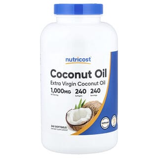 Nutricost, нерафинированное кокосовое масло высшего качества, 1000 мг, 240 капсул