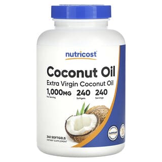 Nutricost, нерафинированное кокосовое масло высшего качества, 1000 мг, 240 капсул
