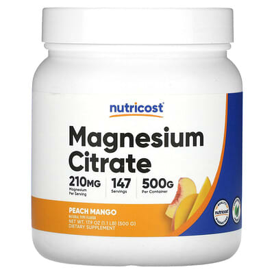 Nutricost, Magnesium Citrate, Peach Mango Flavor, 17.9 oz (500 g)