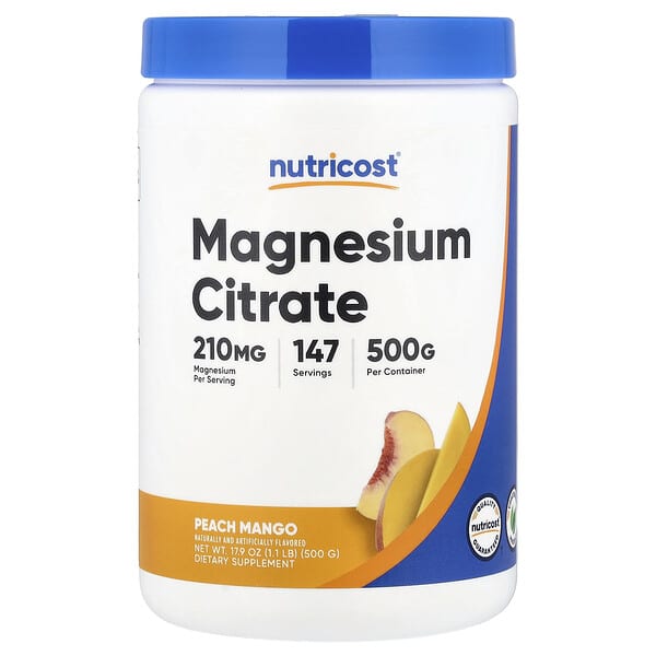 Nutricost, Magnesium Citrate, Peach Mango, 1.1 lb (500 g) — product photo 1