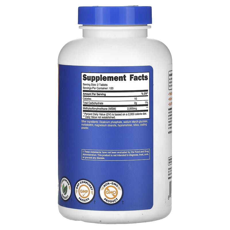 NOW Foods, MSM 1000 mg, 240 veg capsules - Herbs Direct