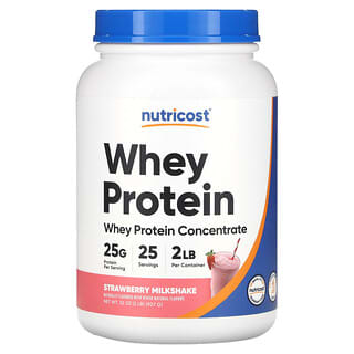 Nutricost, Concentré de protéines de lactosérum, Milkshake à la fraise, 907 g