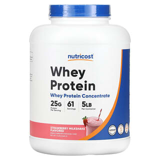 Nutricost, Concentré de protéines de lactosérum, Milkshake à la fraise, 2268 g