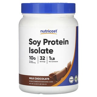 Nutricost, Aislado de proteína de soya, Chocolate con leche, 454 g (1 lb)