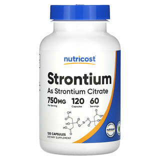 Nutricost, Estrôncio, 750 mg, 120 Cápsulas (375 mg por Cápsula)
