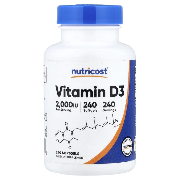 Nutricost, Vitamin D3, 2,000 IU, 240 Softgels — product photo 1