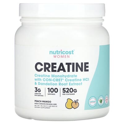 Nutricost, Women's, Creatine, Peach Mango Flavor, 1.1 lb (520 g)