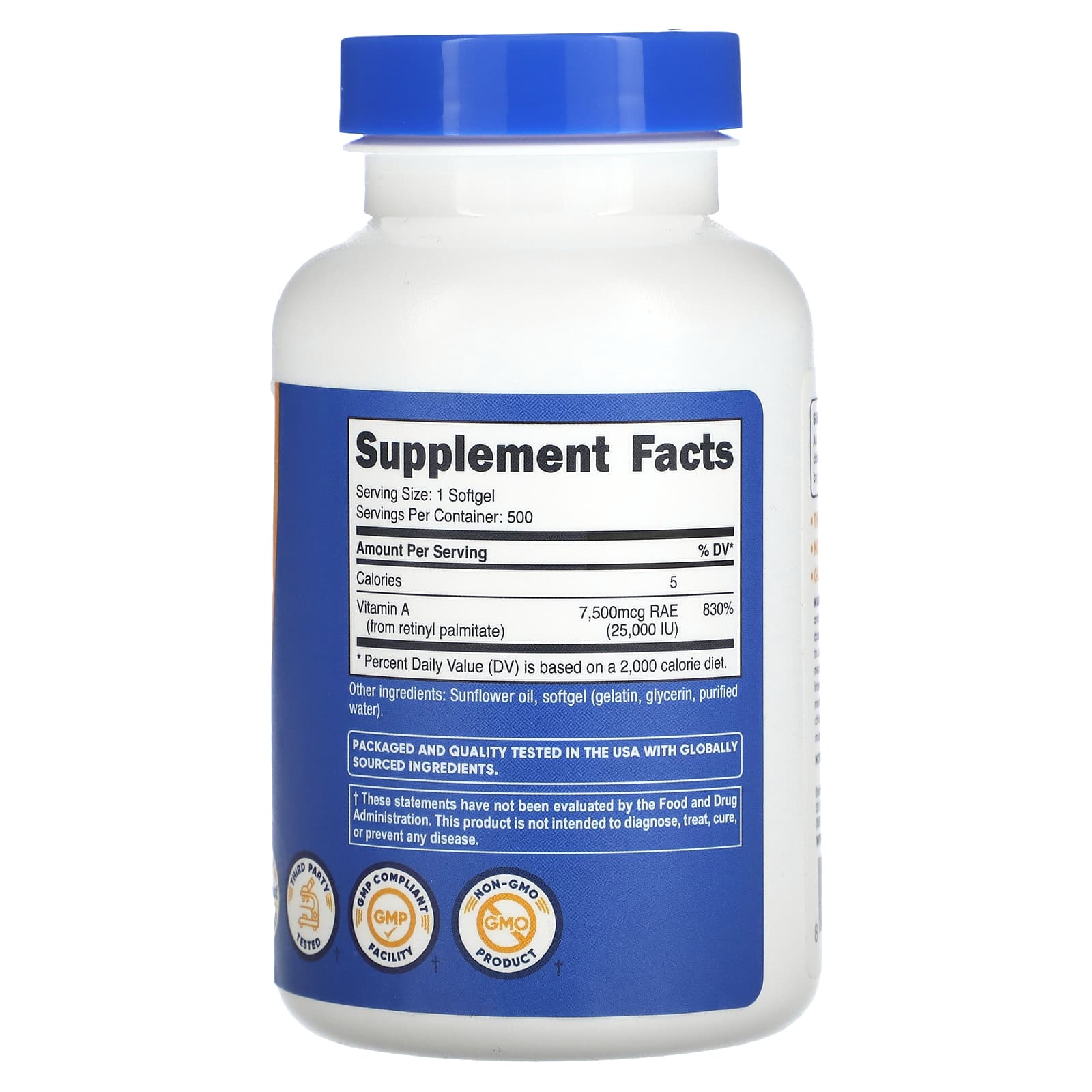 Nutricost, Vitamin A, 25,000 IU, 500 Softgels