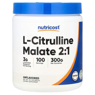 Nutricost, L-Citrulline मैलेट 2:1, फ्लेवर रहित 300 g