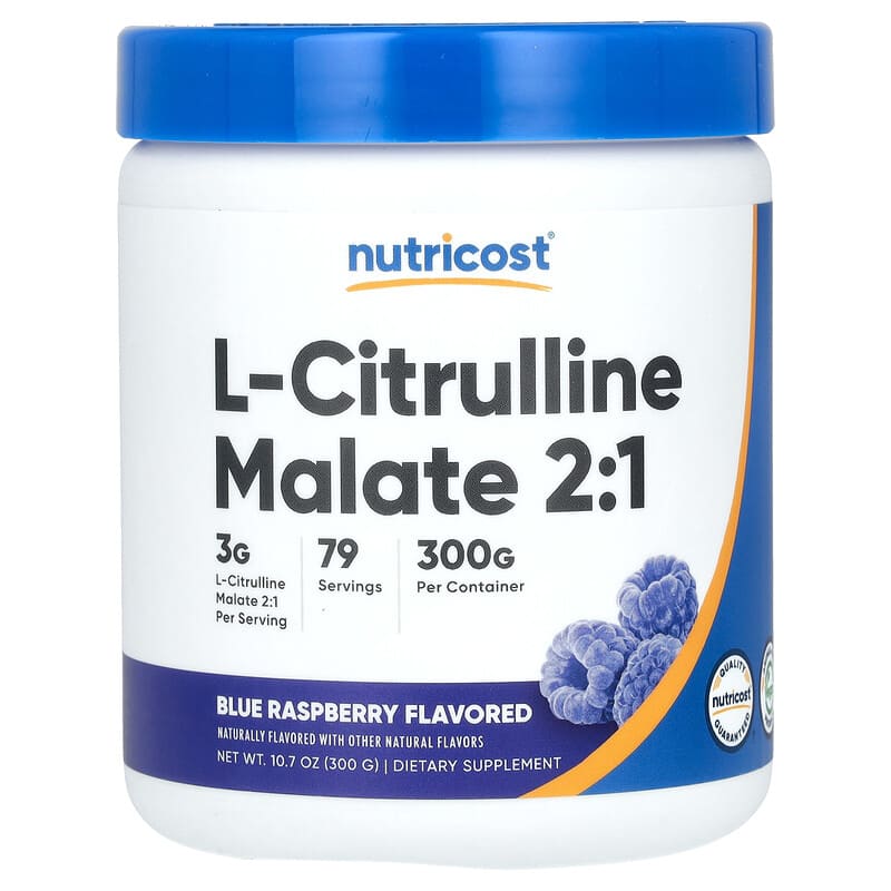 l carnitine and citrulline malate L-Citrulline Malate 2:1, Blue Raspberry, 10.7 oz (300 g)